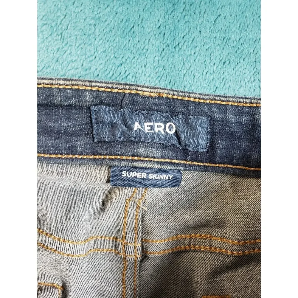 Aeropostale Jeans Size 28x32 Mens Blue Pants Stretch Denim Mid Rise Skinny